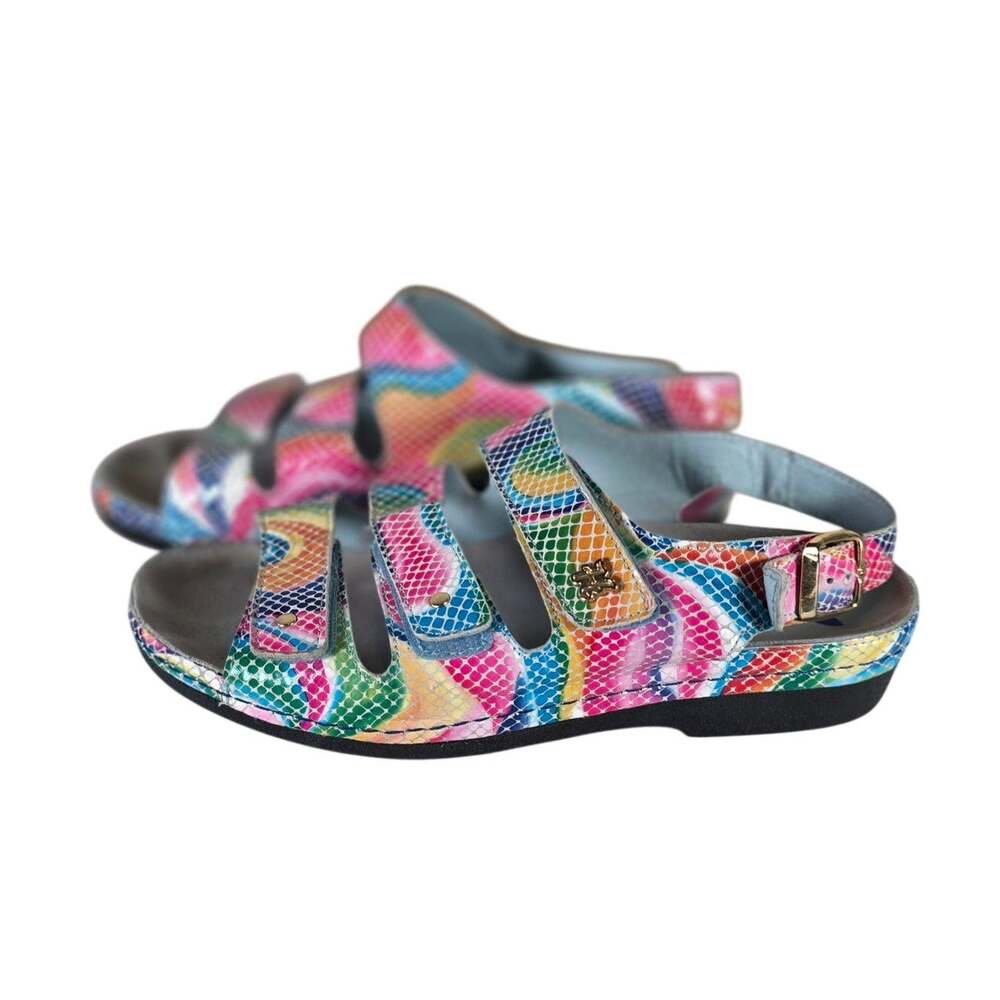 Helle Comfort Multicolor Snake Print Adjustable Slingback Sandals 41 / 10
